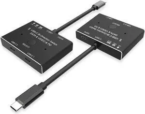USB-C 8K Bi-Direction Switch USB3.1 USB Type-C PD 3.0 Splitter 1x2 / 2x1 DATA & VIDEO & PD100W Switcher Use for Computer Monitor Mobile Phone Multiple Source and Displays