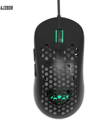 AJ380R 12400DPI Ergonomic Gaming Mouse 6keys USB Wired Mouse Optical Computer Mice with Side Buttons Adjustable (PAW-3327 Chip) 8iop