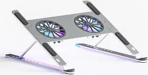 Aluminum Alloy Foldable Laptop Tablet Stand Adjustable Notebook Bracket With Cooling Fan Heat Dissipation For 10-17.3 inch Notebook MacBook Air Pro HP DELL Cooler