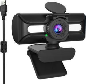 Web Cam 1080P HD Webcam 360 Degree Rotating Camera Video Call And Recording with Noise Reduction Microphone for PC (Manual focus)