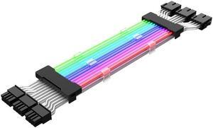 0.98ft PSU 8Pin*3 Extension Cable RGB 5V ARGB ATX 3pcs GPU 8Pin Triple Streamer PCI-E 6+2Pin Dual Rainbow Cord Sync PC Case Decoration