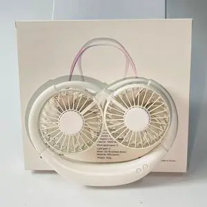Portable Hanging Neck Fans USB Rechargeable Mini Air Cooling Fan Air Conditioner Wearable Neckband Fans with Colorful breathing light