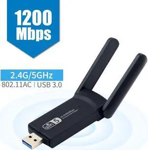 USB 3.0 AC1200 Wireless USB Wifi Adapter Dongle Dual Band 2.4G/5GHz 802.11AC WIFI 5 1200Mbps Wireless Adapter with High Gain Antenna USB 3.0 wifi Dongle Network Card For PC Laptop Desktop