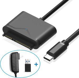 Type-C/USB 3.0 to SATA Converter Adapter for 2.5/3.5 inch Hard Drive Disk SSD HDD, 12V/2A Power Adapter and USB 3.0 Adapter included (FXHU.00111FX01002)