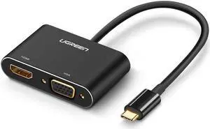 USB C to HDMI 4K VGA Adapter, USB 3.1 Type C to VGA HDMI UHD Video Converter Adaptor for 2018 iPad Pro/MacBook Pro/Chromebook/Lenovo 900/Dell XPS/Samsung Galaxy S8 S9, No Driver