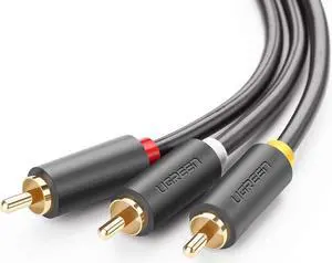 3RCA Cable,3RCA Male to 3RCA Male Video Audio Stereo Cable Gold-Plated for Set-Top Box,Speaker,Amplifier,DVD Player- 4.5 Feets