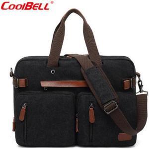 Canvas Convertible Backpack Messenger Bag 15.6 Inch Laptop Shoulder Bag Business Briefcase Extra Large Multi-Functional Travel Computer Bag for Men, Canvas Black