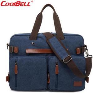 Canvas Convertible Backpack Messenger Bag 15.6 Inch Laptop Shoulder Bag Business Briefcase Extra Large Multi-Functional Travel Computer Bag for Men, Denim Blue