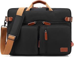 Large Messenger Bag 17.3 inch Nylon Laptop Backpack School College Convertible Backpack Multifunction Business Briefcase Shoulder Bag Leisure Handbag Travel Rucksack (17.3 inch, Black)