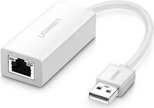 Ethernet Adapter USB 2.0 to 10/100 Network RJ45 Lan Wired Adapter for Windows 10 8 8.1 7 XP Mac OS laptop PC Chromebook Smart, White