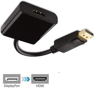 Display Port to HDMI, Displayport to HDMI Adapter Converter(Male to Female) for DisplayPort Enabled Desktops and Laptops to Connect to HDMI Displays Adapter - Male to Female, Black