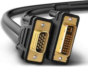DVI to VGA Cable, DVI 24+5 DVI-I M to VGA Male Adapter Converter Cable Support 1080P Full HD from Laptop, PC Host, Graphics Card to Monitor display or projector - 10FT