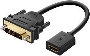 HDMI to DVI Cable, Bi-Direction HDMI Female to DVI(24+1) Male Adapter, Support 1080P Full HD, 3D for Raspberry Pi, Roku, Xbox One, 0.22M Black