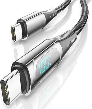 PD 100W USB C to USB C Cable,5A 20V Fast Charging USB C Cable with LED Display Nylon Braided Charger Cord Type C Cable for Samsung S21 S20 iPad Pro Google Pixel LG (3.3FT, 1-PACK)