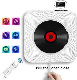 Portable Bluetooth CD Player, Wall Mountable CD Player Built-in HiFi Speakers with Remote for Music Player Support FM Radio USB Playing 3.5mm Headphone Jack for Home