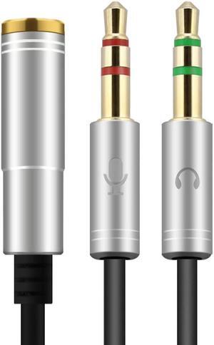 (2 Pack) Headphone Splitter for Computer 3.5mm Female to 2 Dual 3.5mm Male Headphone Mic Audio Y Splitter Cable Smartphone Headset to PC Adapter (Gray)