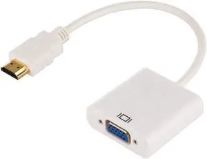 HDMI to VGA Adapter Converter up to 1080P Male HDMI to Female VGA for PC, Laptop, Ultrabook, Raspberry Pi, Chromebook (White)