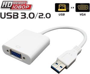High Speed USB 3.0 to VGA Adapter Converter, Multi-Monitor Adapter Male to Female Converter,Support 1080p-Windows 10/8.1/8/7 PC Laptop Monitor Projector,No Need CD Driver -White