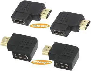 4K HDMI Adapter Right Angle Coupler 270 & 90 Degree Male to Female Port- 4Pack