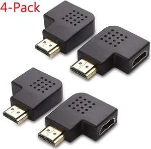 HDMI Male to Female Adapter, 4 Pack 90 and 270 degree Right Angle HDMI to HDMI Converter, 4K 3D HDMI Extender for 1080P HDTV PC HDMI Port Device