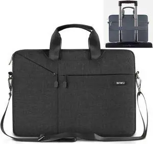 WIWU 11.6Inch Laptop Messenger Shoulder Bags with Multi-pocket for MacBook / MacBook Retina, Surface / Dell / Notebook Cover Bag,Waterproof Business Computer Bag (11.6inch, Black) eokCXOY