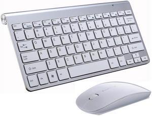 K1088 Keyboard and Mouse Combo[Energy Saving], 2.4G Ultra Thin Wireless Keyboard and Slim DPI Adjustable Mouse for PC, Desktop, Computer, Notebook, Laptop, Windows XP/Vista /7/8/10 -(White)