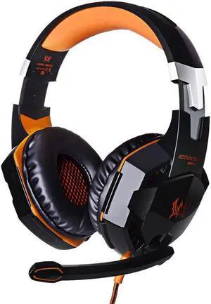 KOTION EACH Over-ear 3.5mm Stretchable Band Gaming Headphone with Mic for PC Game (Black+Orange)
