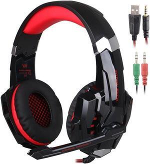 Kotion Each G9000 Gaming Headset Headphone 3.5mm Stereo Jack with Mic LED Light for Xbox One S/Xbox one/PS4/Tablet/Laptop/Cell Phone-Black&Red