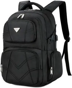 SOCKO 17.3 Inch Shockproof Laptop Backpack with USB Port / Roomy Lightweight Water Resistant Business Travel Bag / Multi-functional Casual Daypack Bookbag School Bag College Back Pack,Black eokCXOY