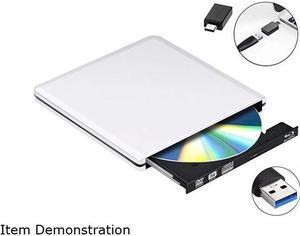 External DVD CD Blu-ray Drive USB 3.0/USB-C BD 3D Blu-ray Player Portable DVD/CD-ROM BD-ROM Burner. High-Speed Data Transfer, Compatible with PC Laptops Desktops, Silver