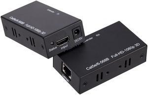 HDMI Extender Over Cat5e/6 1080P , HDMI Over Ethernet Extender 196ft/60m, 60 Meter HDMI Extender (Tx + Rx) Via Single RJ45 Cat6 Ethernet Cable Transmit