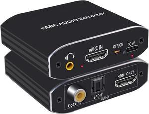 192KHz HDMI eARC Audio Extractor with 7.1CH Atoms, HDMI to HDMI + Optical Toslink SPDIF + Coaxial + 3.5mm Jack +L/R Stereo Audio, HDMI Audio Converter Adapter for PS5, Xbox, Fire Stick