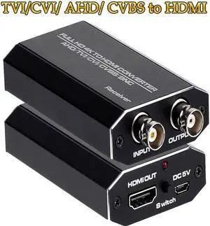 CVI/TVI/AHD to HDMI Converter, Full HD 4K 720P/1080P/3MP/4MP/5MP/8MP AHD/TVI/CVI to HDMI Adapter, BNC(TVI/CVI/AHD/CVBS) Video Signal to HDMI Display on Monitor/HDTV