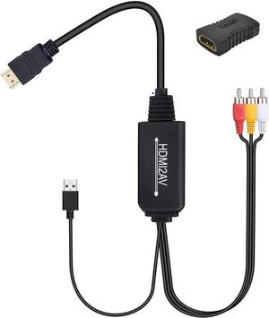 RCA to HDMI, 1080P RCA Composite CVBS AV to HDMI Video Audio Converter Adapter with USB Charging Cable Compatible with PC Laptop Xbox PS4 PS3 TV STB VHS VCR Camera DVD