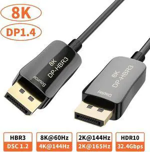 DisplayPort 1.4 Cable 8K 60Hz, 4K 144Hz, 4K 120Hz DisplayPort to DisplayPort Cable DP 1.4 HBR3 Cord, HDR, VESA Certified, 10 Meters (33 ft) Black