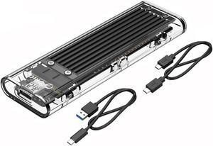 USB3.1 Type-C to NVMe M.2 Mobile Hard Disk Box 10Gbps M.2 SSD Enclosure M-Key External Case Upgrade Version with USB3.1 Type-A to Type-C & Type-C to Type-C Cable (Black)