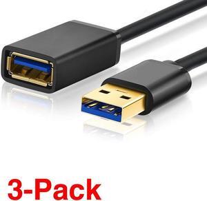[3 Pack 10ft] USB 3.0 Extension Cable, USB A Male to Female Extension Extender Cord High Data Transfer Compatible for USB Flash Drive, Keyboard, Printer, Xbox, Hard Drive and More