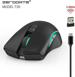Zerodate T26 Wireless Charging Mouse for 2.4G with Type C Fast Charger Interface Portable for Office Household Computer Accessory