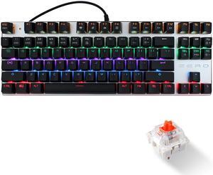 USB Wired Gaming Keyboard 87 Keys Red Switch Mechanical Gaming Keyboard, with LED Mix-light Anti-ghosting Blacklit for Gamer Tablet Desktop Computer-Black