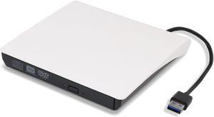 External CD DVD Drive, USB3.0 External CD/DVD-RW Burner Portable External Drive, Slim Superdrive for Laptop/PC Under Windows 10/8/7 and Mac OS for MacBook/Pro/MacbookAir/iMac (White)