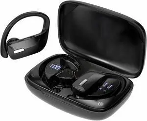 Ture Wireless Earbuds Bluetooth 5.0 Headphones 48Hrs Play Back Sports Earphones with LED Display Over-Ear Buds with Earhooks Built in Mic Deep Bass in Ear Headset for Workout Running eokCXOY