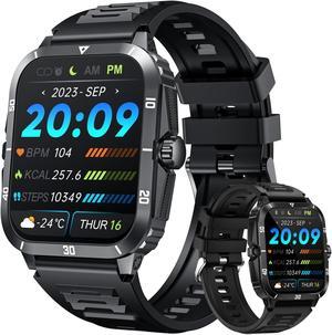 Smartwatch for Men Fitness Smart Watch, 1.96 inch Wrist Watch with Bluetooth Call Answer - Android iOS Compatible Military 3ATM Waterproof 100+ Sports Digital Activity Tracker Heart Rate Sleep Monitor