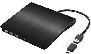 USB C Type C External CD DVD Drive, USB 3.0 Portable Slim CD DVD +/-RW Drive Player Burner and Reader High Speed Data Transfer Optical DVD Drive for Laptop, Desktop, Windows 7/8/10/XP/Vista/Ma-c OS