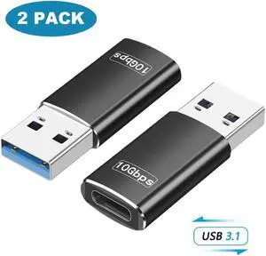 [10Gbps] USB C Female to USB A Male Adapter [2 PACK], Double Sided 10Gbps Data Transfer Support, 3A Fast Charging, USB 3.1 Gen 2 USB A to USB C Adapter, Compatible with PC, Laptop, Charger, Power Bank