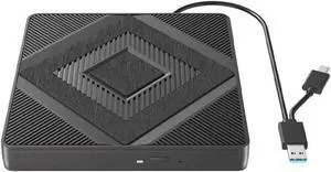 External CD DVD Drive,USB 3.0 Type C Portable CD/DVD +/-RW Drive,DVD/CD ROM Reader Writer Burner DVD Player External Optical Drives For Laptop Desktop PC Windows 11/10/8.1/7/XP Macbook Mac OS Linux