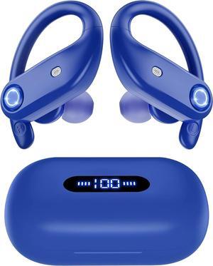 True Wireless Earbuds, Bluetooth Headphones 130H Playback 4 Mics Clear Call Waterproof Sport Wireless Headset, 2200mAh Charging Case in-Ear Ear Buds Earphones with Earhooks for Sports Running Workout