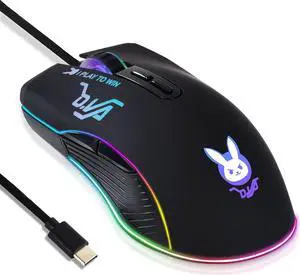 USB C Wired Gaming Mouse,12 Colors RGB Backlit Optical Game Mice Ergonomic Type-C Wired with 7200 DPI and 7 Buttons for Computer/Win/Mac/Linux/Andriod/iOS
