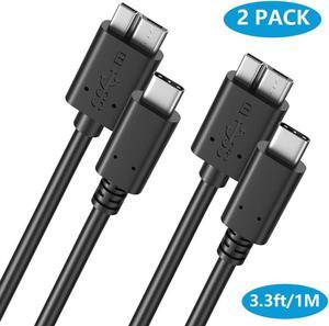 Micro B to USB C Cable, 3.3ft. / 1M Type C External Hard Drive Cord USB 3.1 Gen1 Fast Data Transfer 5Gbps Camera Replacement Cable Compatible for Seagate, Toshiba, WD, Portable HDD -2 Pack
