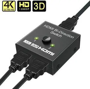 HDMI Splitter, GANA HDMI Switch Bidirectional 2 Input to 1 Output or 1 in to 2 Out, Supports 4K/3D/1080/HDCP Passthrough-HDMI Switcher for HDTV/Blu-Ray Player/DVD/DVR/Xbox etc.