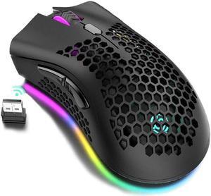 Lightweight Gaming Mouse, Design Rechargeable 2.4G Wireless Gaming Mouse with USB Receiver RGB Backlight Computer Mouse for Laptop PC